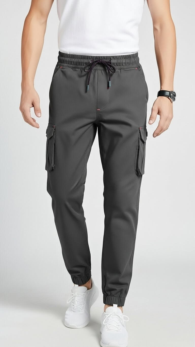 Grey Six Pocket Cargo Pant For Men's