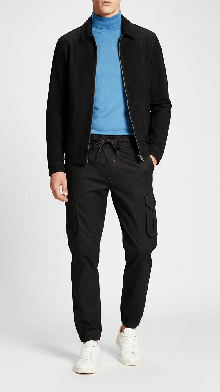 Six Pocket Black Cargo Trouser For Men's