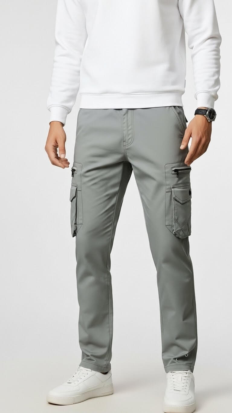 Charcoal Eight Pocket Cargo Trouser For Men's