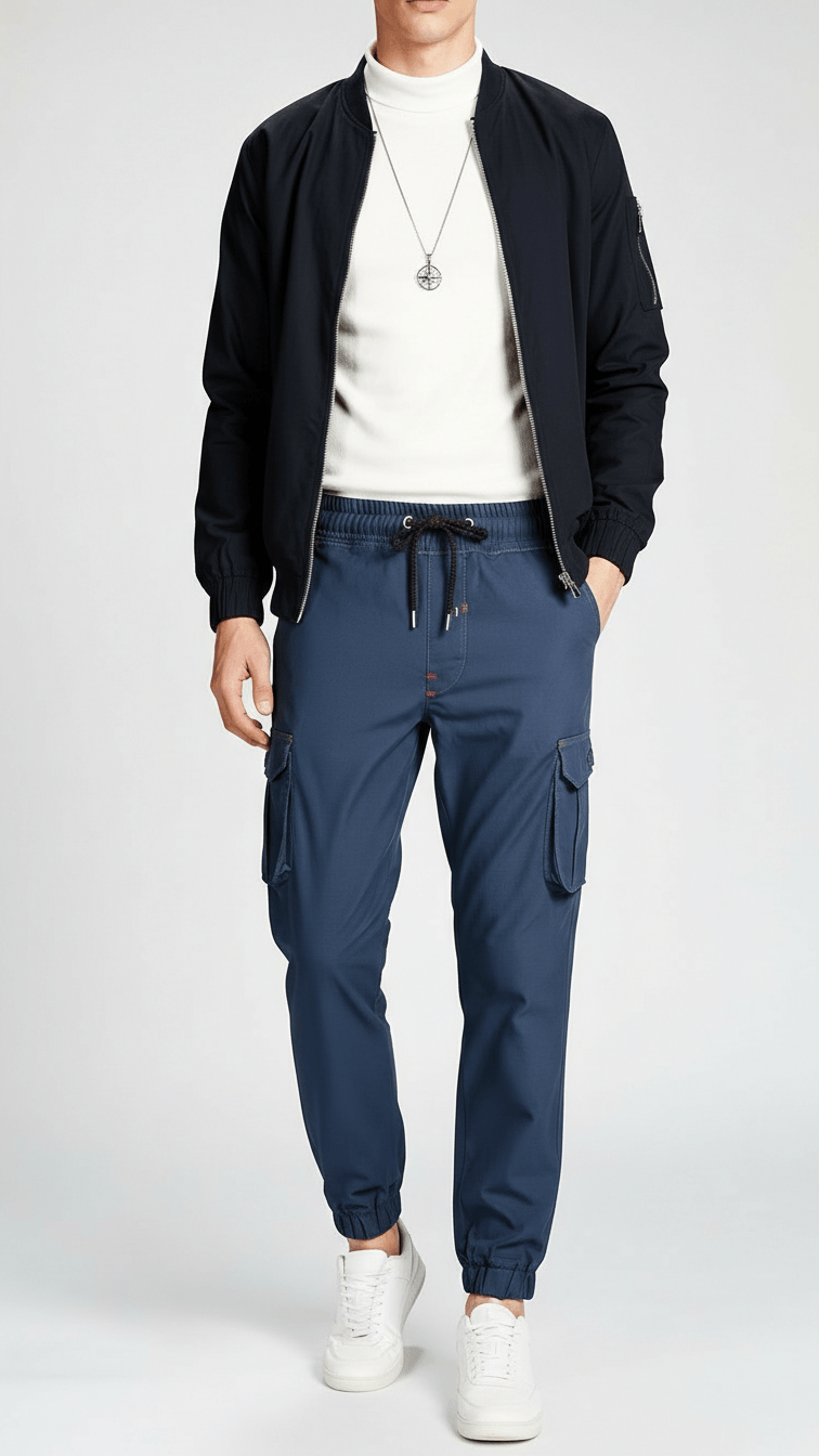 Navy Six Pocket Cargo Trouser For Men's