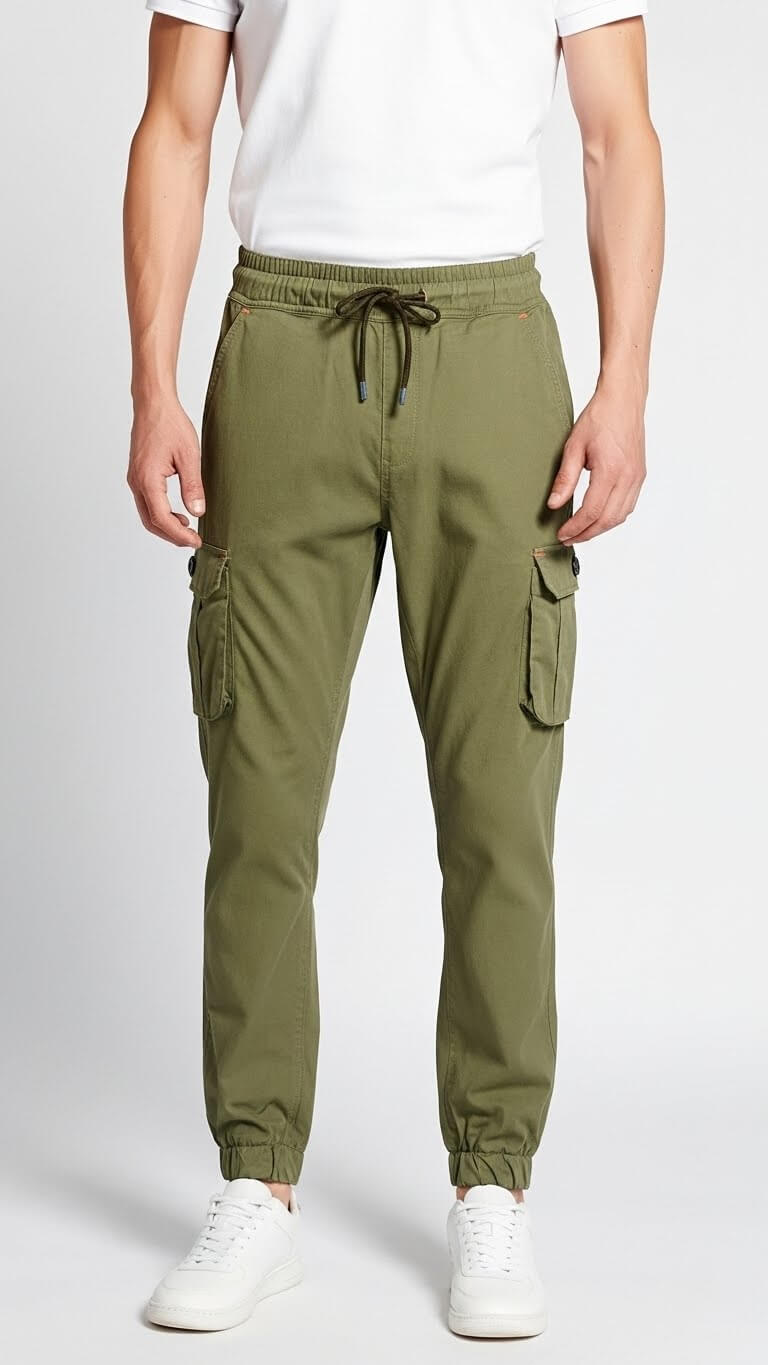 Olive Six Pocket Cargo Trouser for Men's