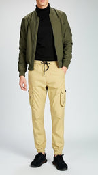 Beige Six Pocket Cargo Trouser For Men's