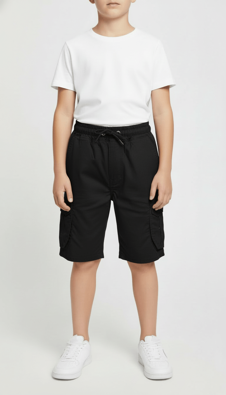 Kids’ Utility Cargo Shorts - Black Color
