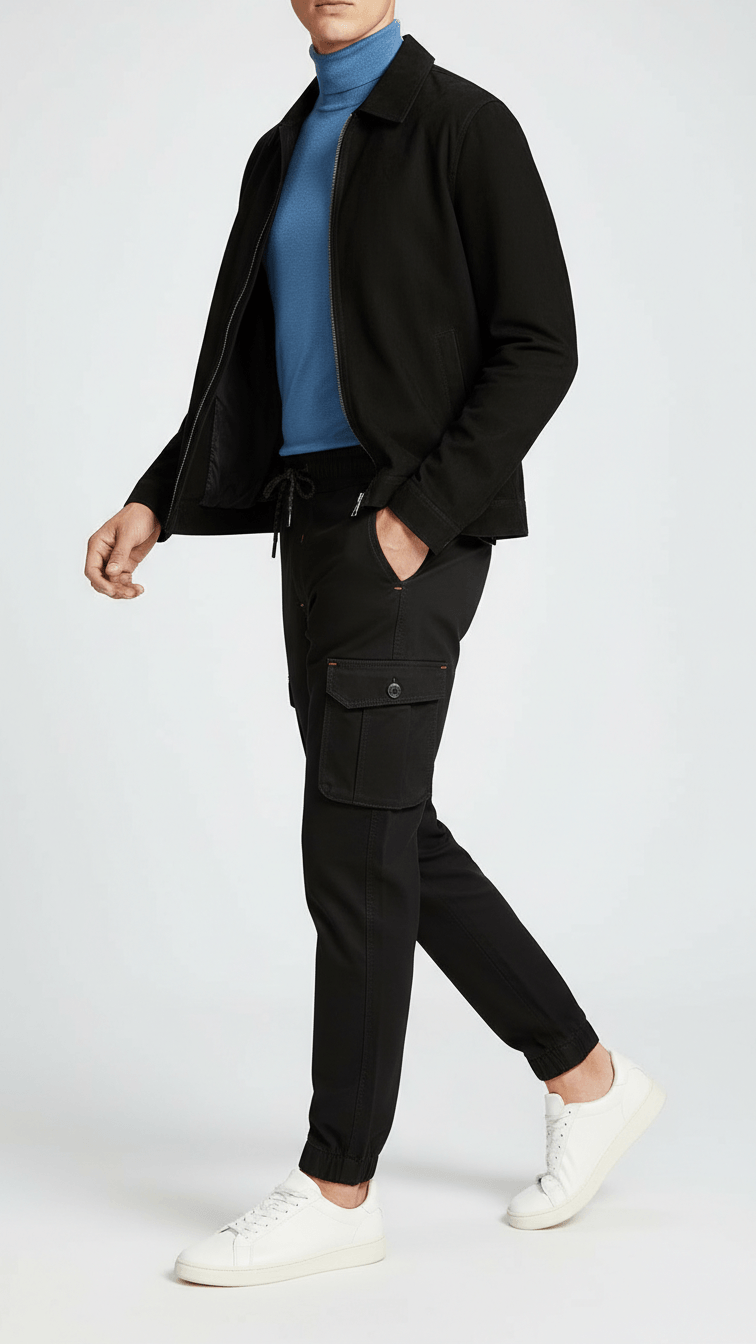 Six Pocket Black Cargo Trouser For Men's