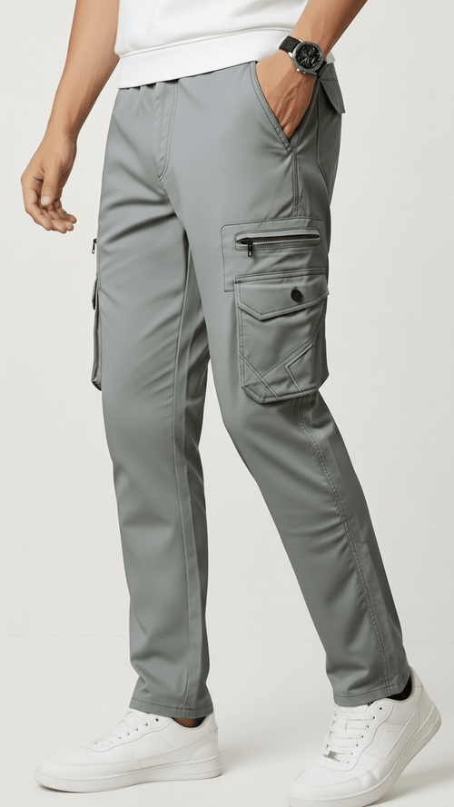 Charcoal Eight Pocket Cargo Trouser For Men's
