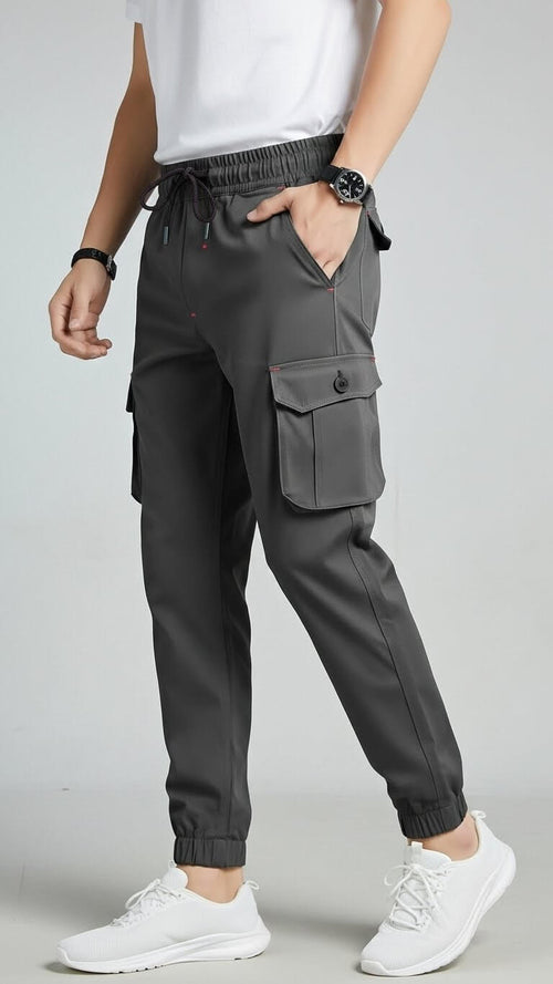 Grey Six Pocket Cargo Pant For Men's