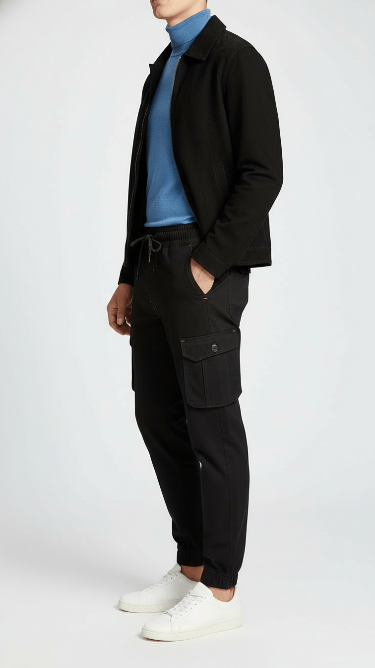 Six Pocket Black Cargo Trouser For Men's