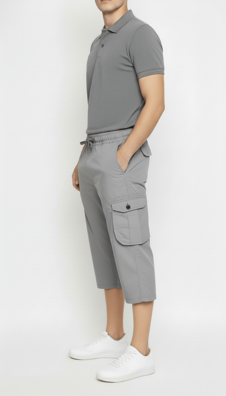 Men's Comfort-Fit Drawstring Cargo Shorts | 6-Pocket Casual Utility Shorts