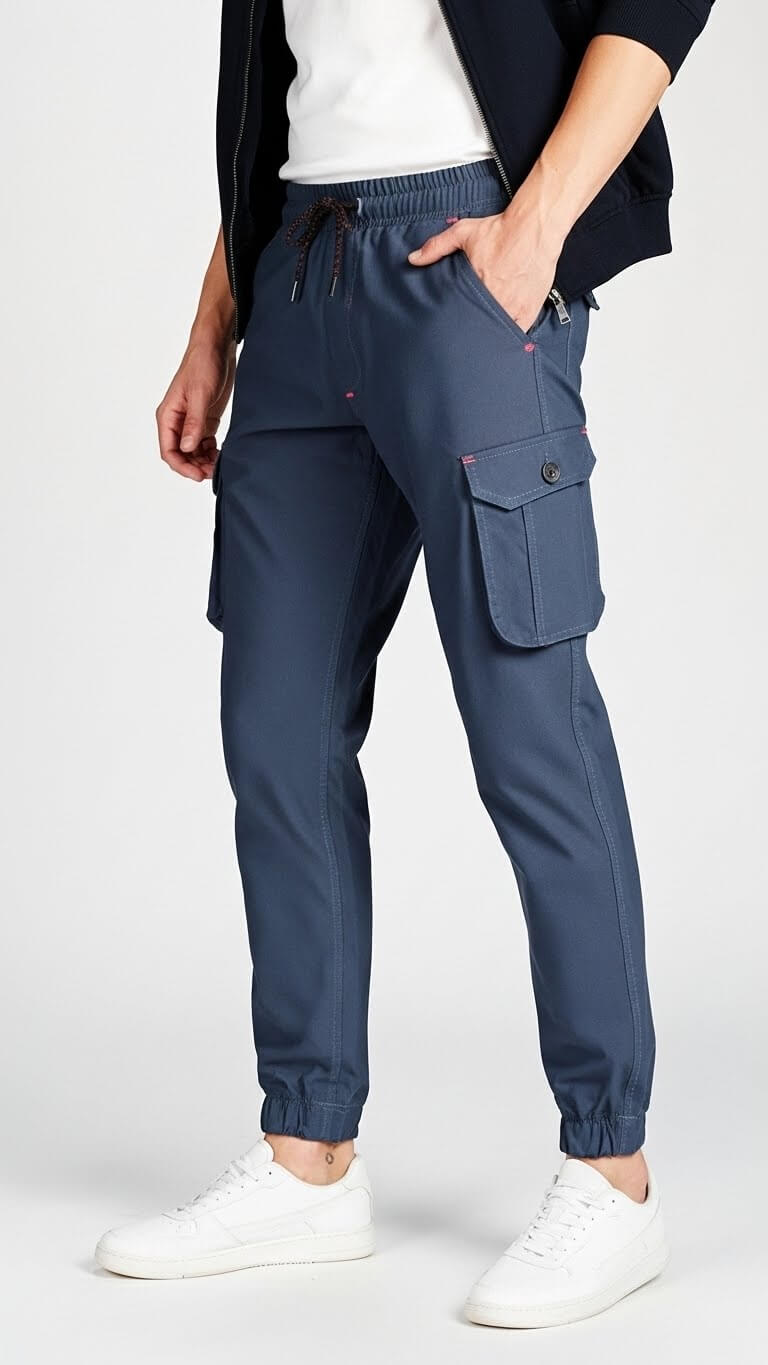 Navy Six Pocket Cargo Trouser For Men's