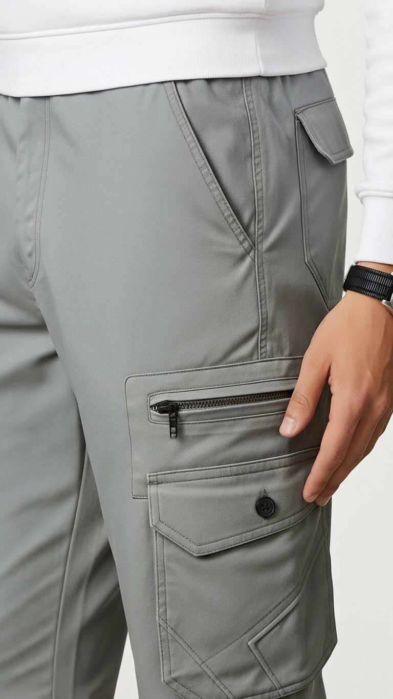Charcoal Eight Pocket Cargo Trouser For Men's