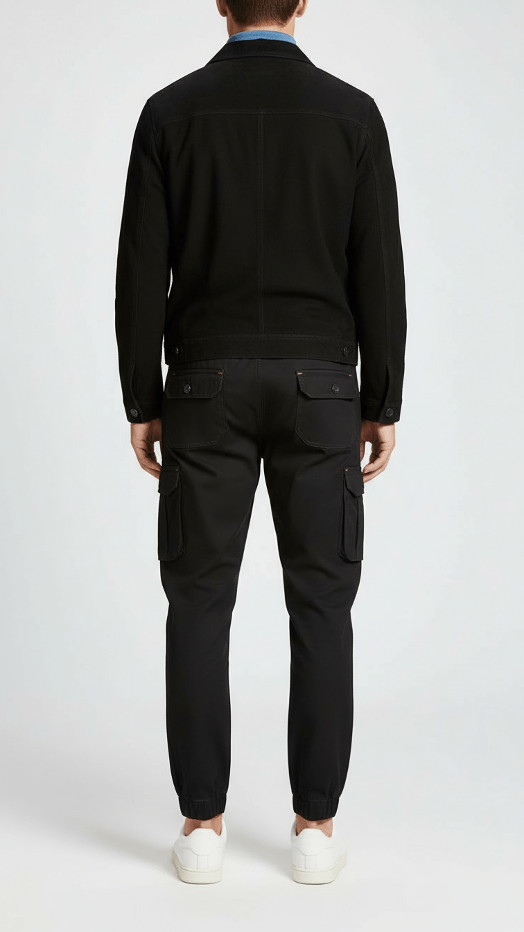 Six Pocket Black Cargo Trouser For Men's