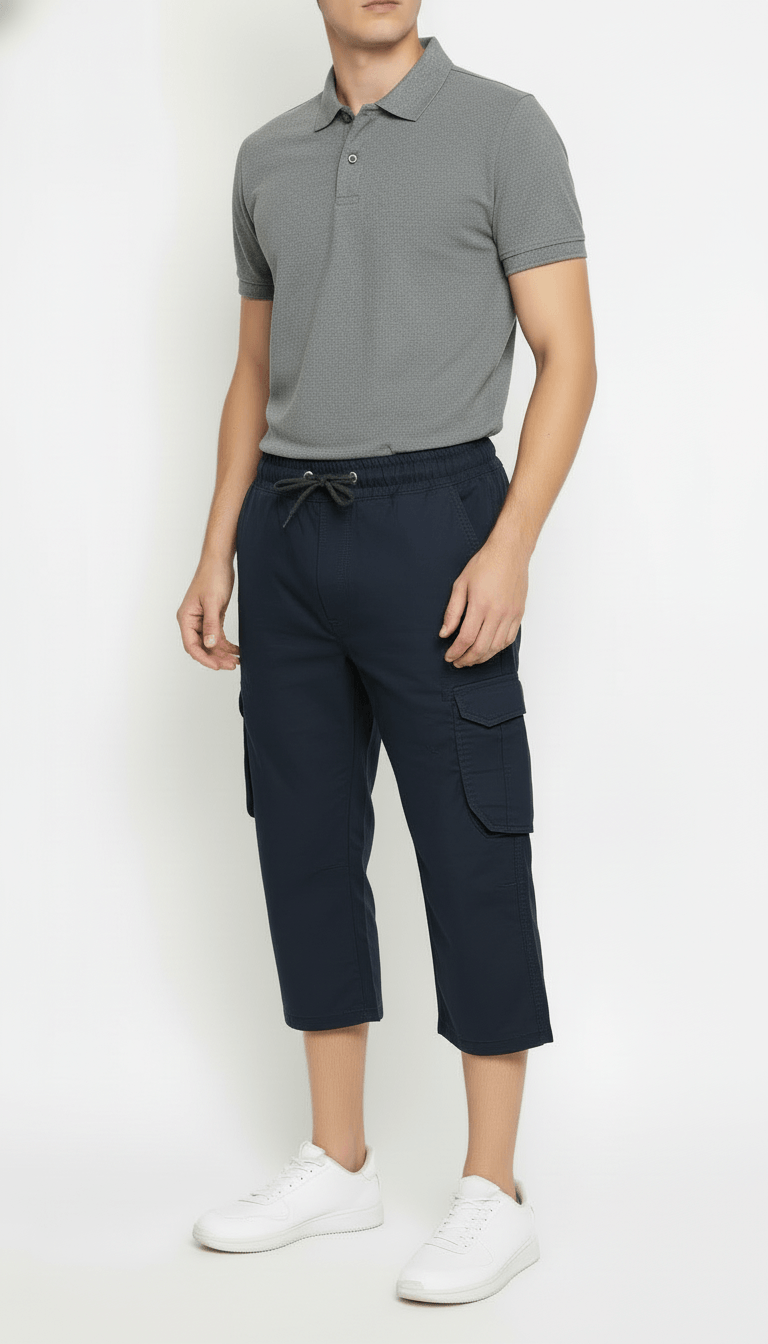 Men's Comfort-Fit Drawstring Cargo Shorts in Navy