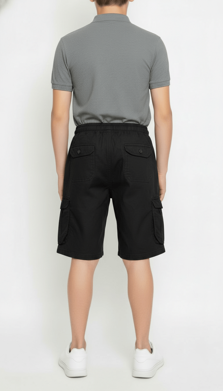 Men’s Black Cargo Capri Shorts – Lightweight Knee Length Summer Utility