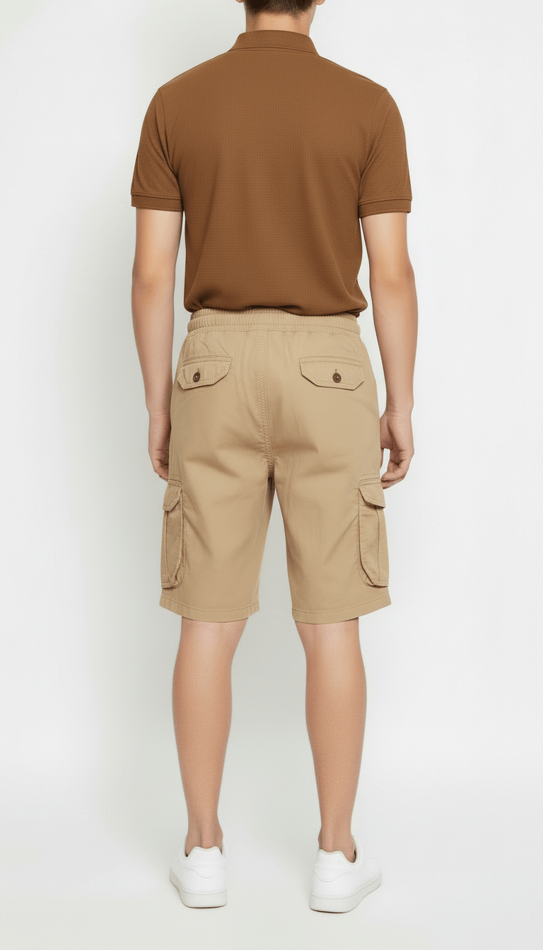 Men’s Khaki Cargo Capri Shorts – Lightweight Knee Length Summer Utility