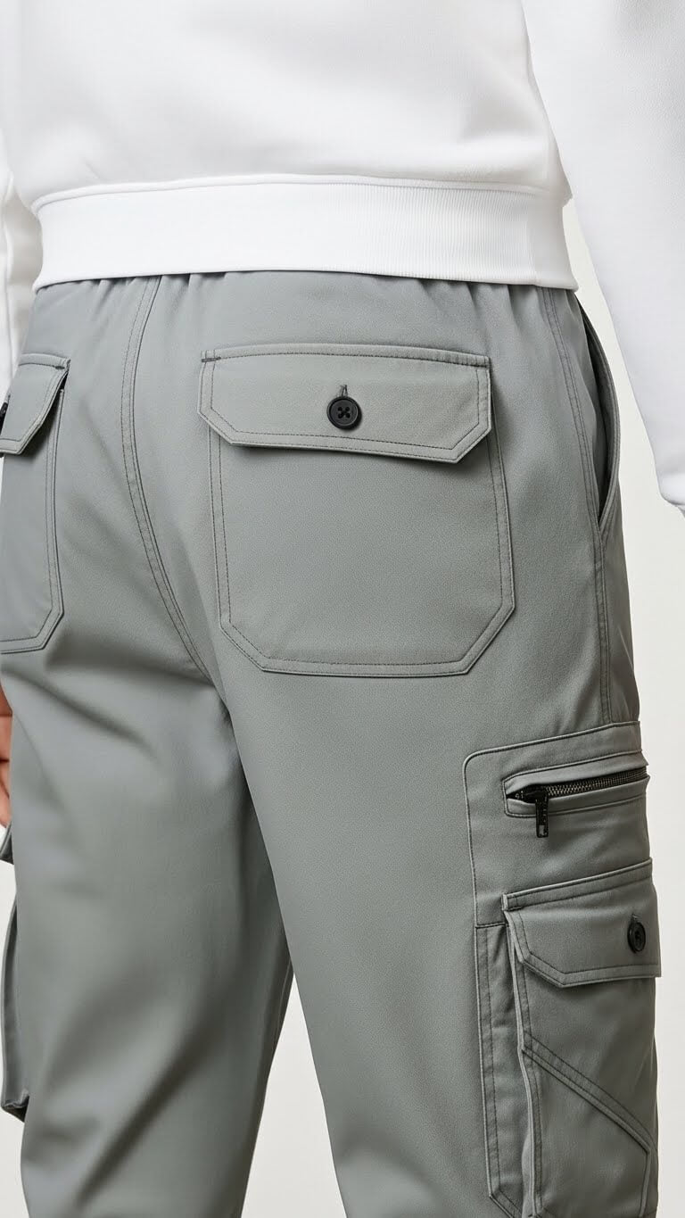 Charcoal Eight Pocket Cargo Trouser For Men's