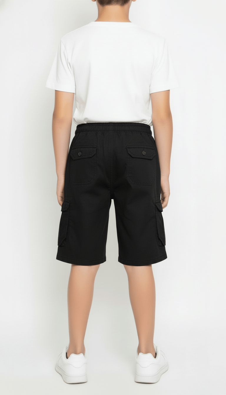 Kids’ Utility Cargo Shorts - Black Color