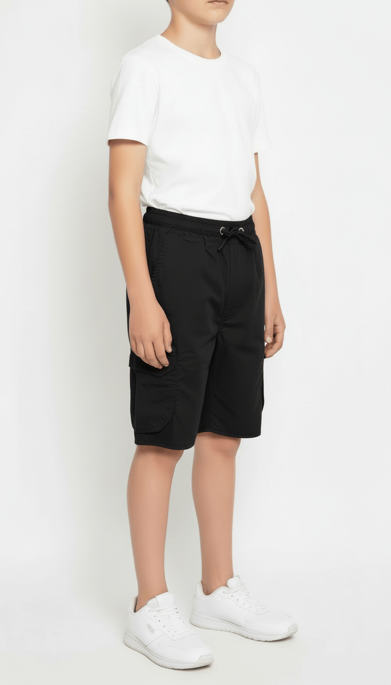 Kids’ Utility Cargo Shorts - Black Color