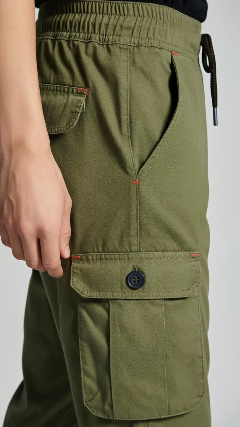 Olive Six Pocket Cargo Trouser for Men's