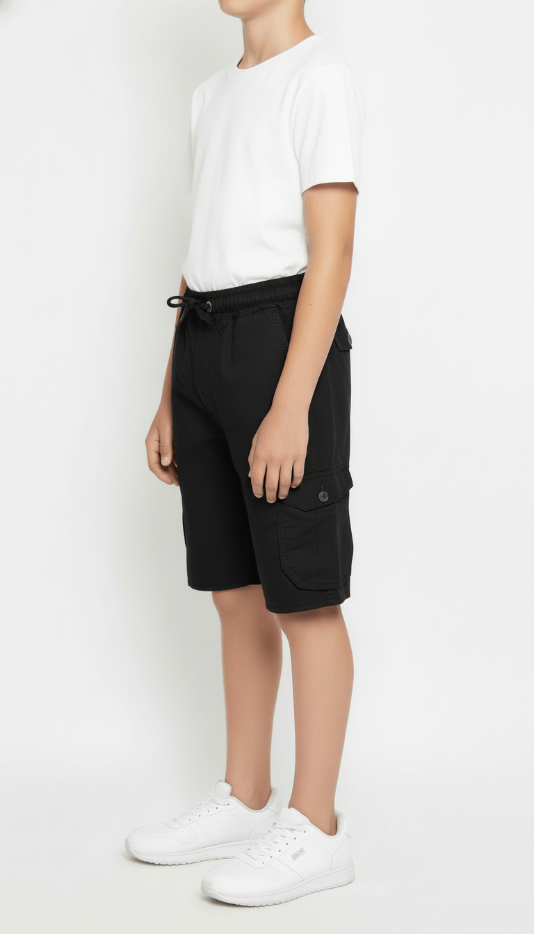 Kids’ Utility Cargo Shorts - Black Color