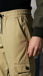 Beige Six Pocket Cargo Trouser For Men's