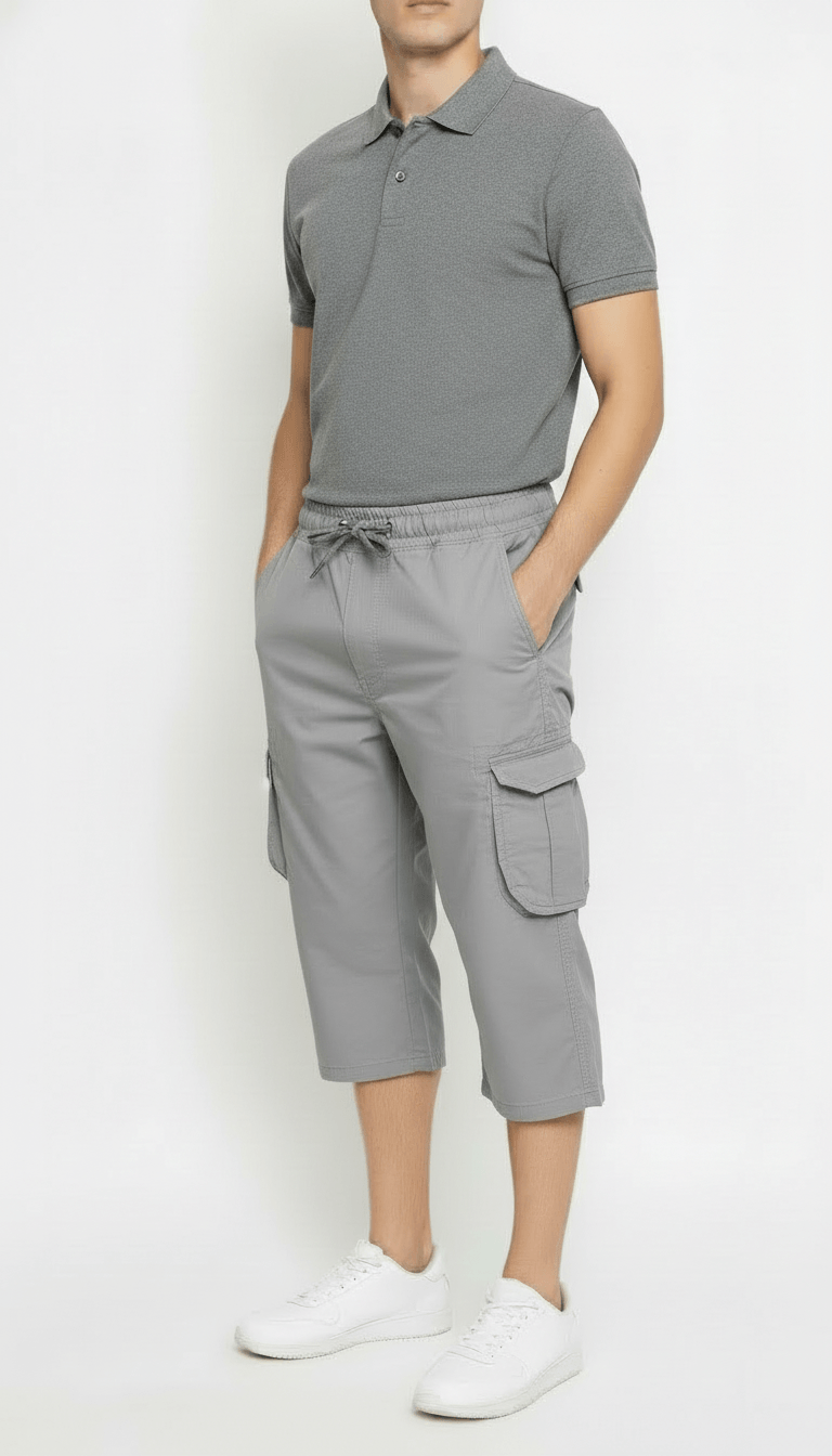 Men's Comfort-Fit Drawstring Cargo Shorts | 6-Pocket Casual Utility Shorts