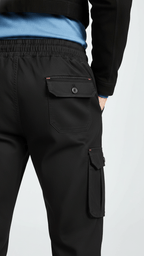 Six Pocket Black Cargo Trouser For Men's