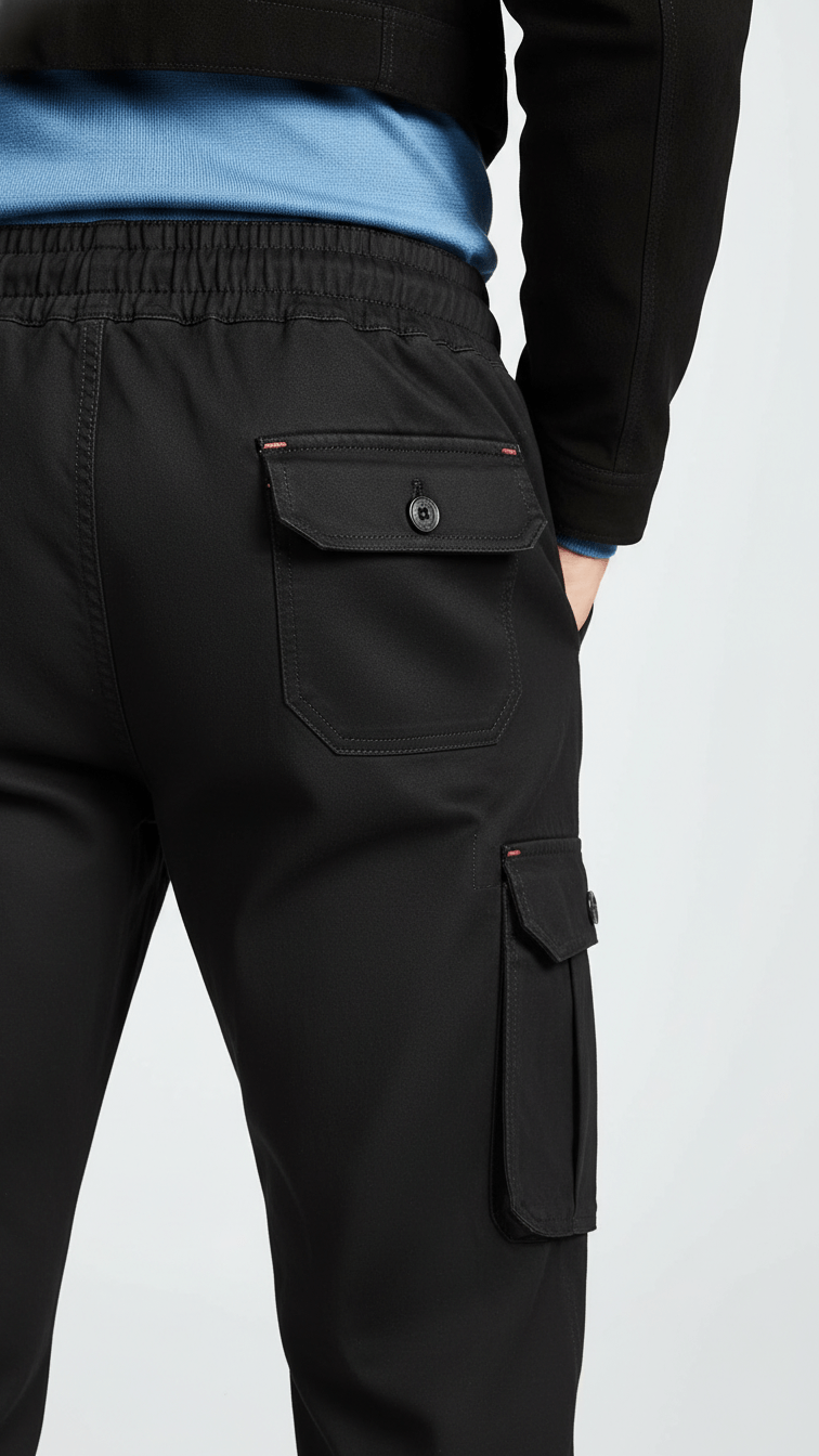 Six Pocket Black Cargo Trouser For Men's