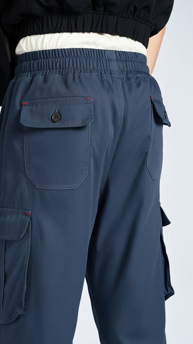 Navy Six Pocket Cargo Trouser For Men's