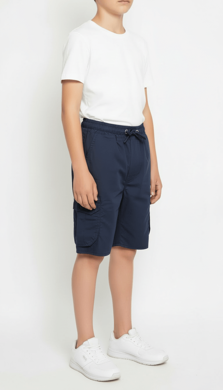 Kids’ Utility Cargo Shorts - Adjustable Waist, Navy