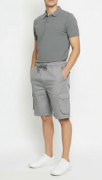 Men’s Grey Cargo Capri Shorts – Lightweight Knee Length Summer Utility