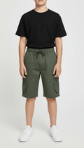 Kids’ Utility Cargo Shorts - Adjustable Waist, Olive Green