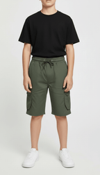 Kids’ Utility Cargo Shorts - Adjustable Waist, Olive Green