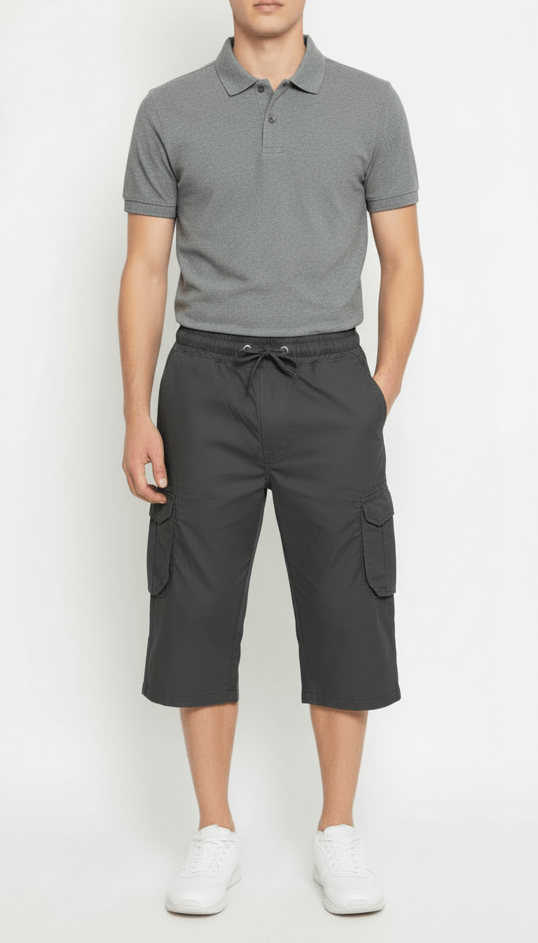 Men's Comfort-Fit Drawstring Cargo Shorts | 6-Pocket Casual Utility Shorts
