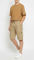 Kids Utility Cargo Shorts - Camel Color