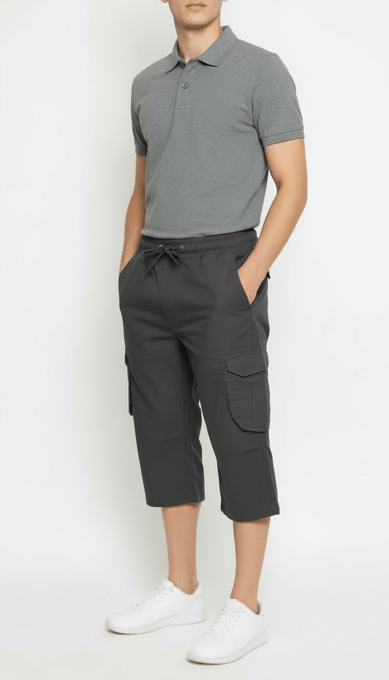 Men's Comfort-Fit Drawstring Cargo Shorts | 6-Pocket Casual Utility Shorts