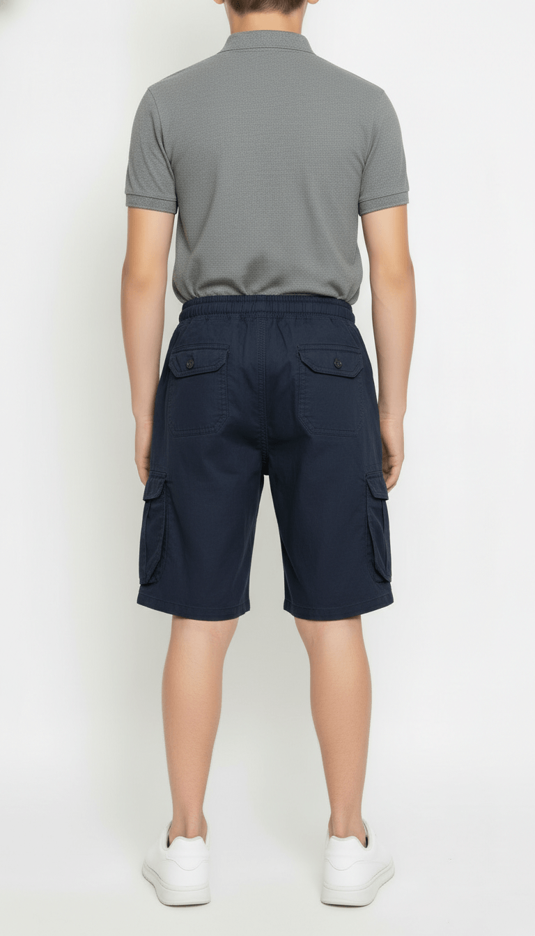 Men’s Navy Cargo Capri Shorts – Lightweight Knee Length Summer Utility