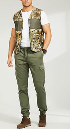 Men’s Jungle Camo Hunting Vest – Lightweight Field Utility Jacket with Multi Pockets