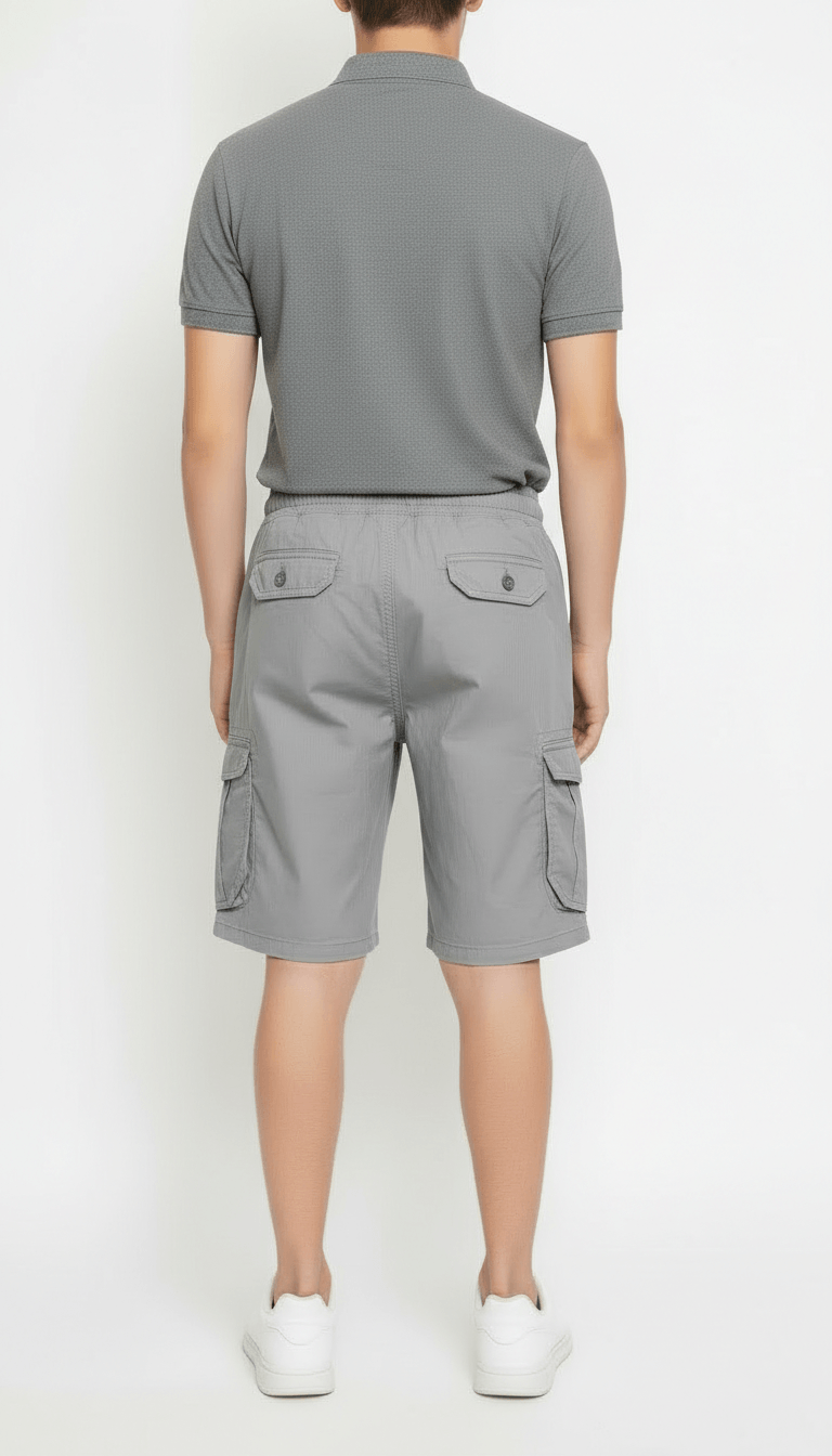 Men’s Grey Cargo Capri Shorts – Lightweight Knee Length Summer Utility