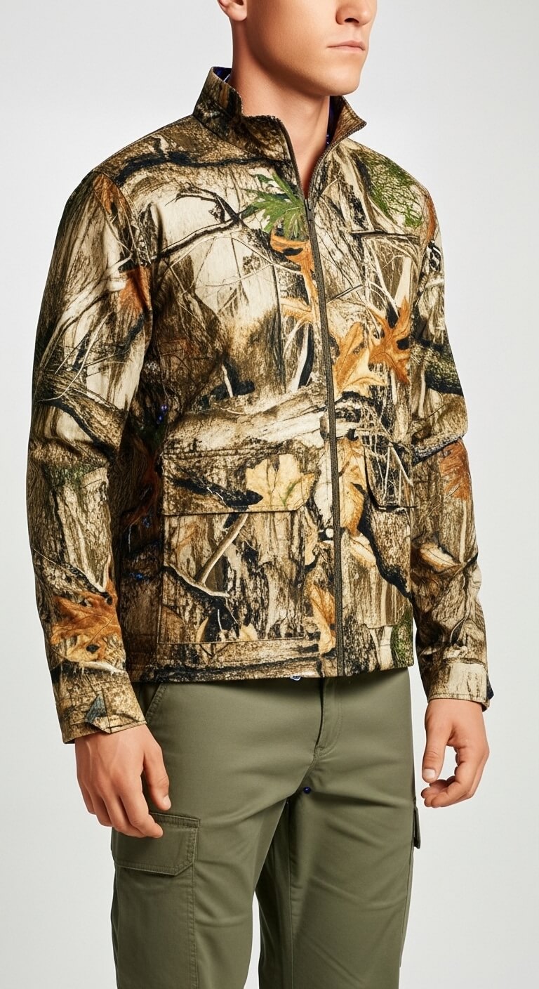 Men’s Forest Camo Hunting Jacket – Lightweight Field Shell with Utility Pockets