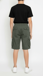 Kids’ Utility Cargo Shorts - Adjustable Waist, Olive Green