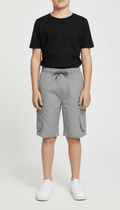 Kids’ Cargo Shorts Lightweight Stretch, Adjustable Waist, Grey