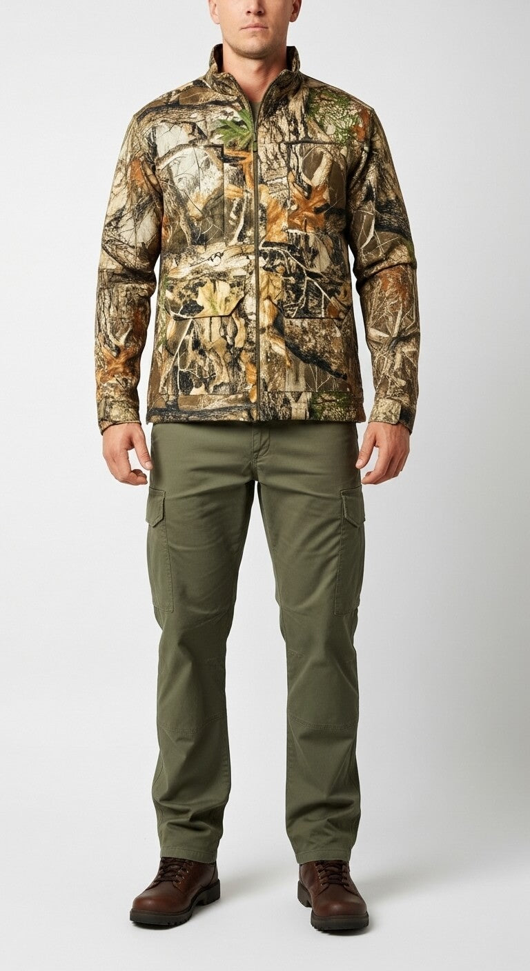 Men’s Forest Camo Hunting Jacket – Lightweight Field Shell with Utility Pockets