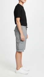 Kids’ Cargo Shorts Lightweight Stretch, Adjustable Waist, Grey