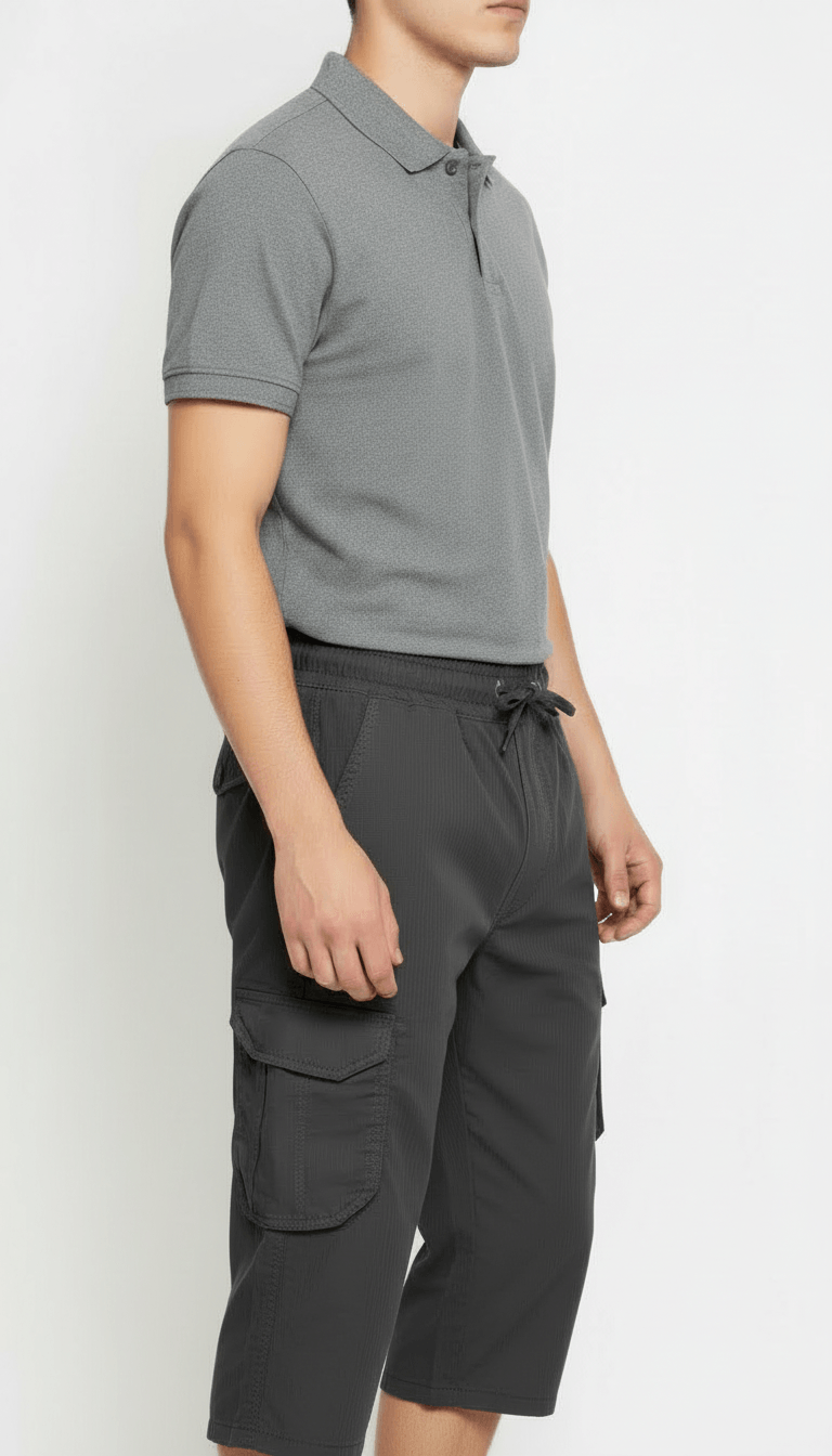 Men's Comfort-Fit Drawstring Cargo Shorts | 6-Pocket Casual Utility Shorts