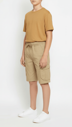Kids Utility Cargo Shorts - Camel Color