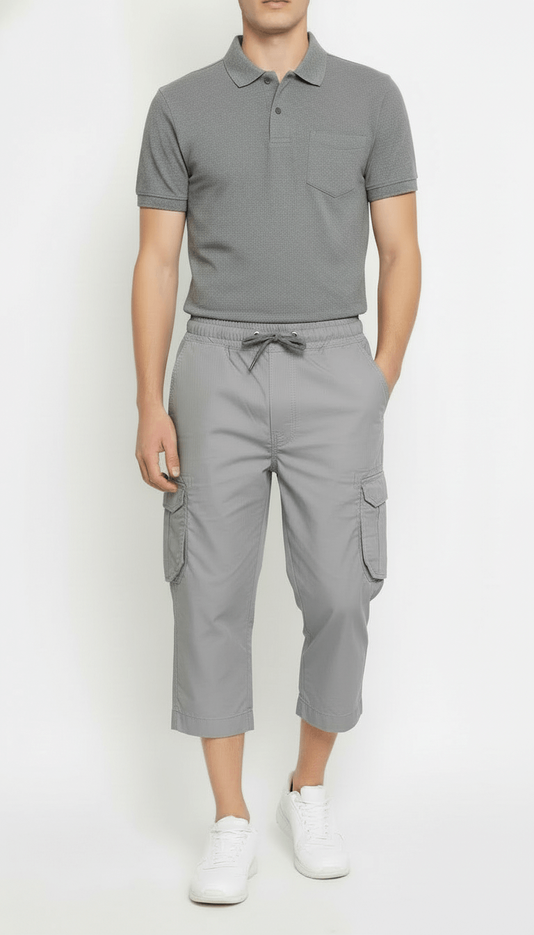 Men's Comfort-Fit Drawstring Cargo Shorts | 6-Pocket Casual Utility Shorts