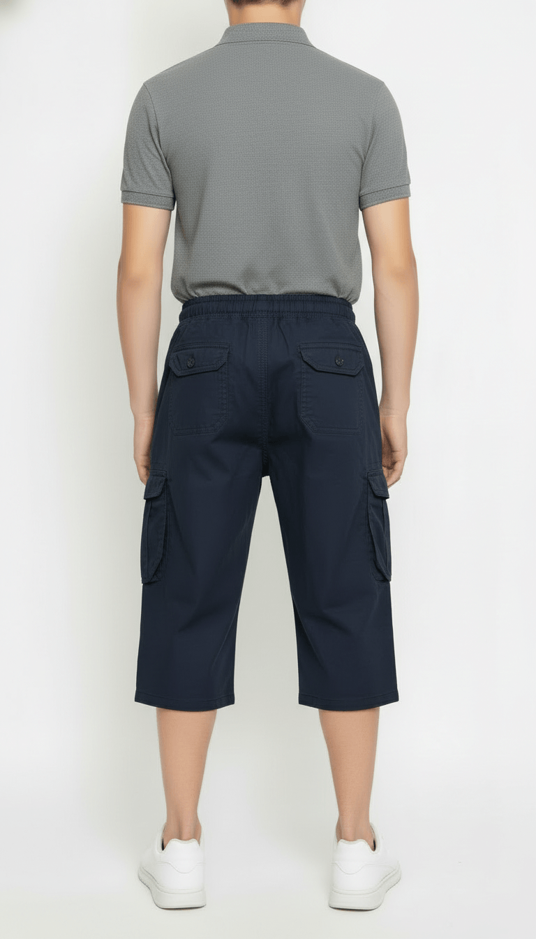 Men's Comfort-Fit Drawstring Cargo Shorts in Navy
