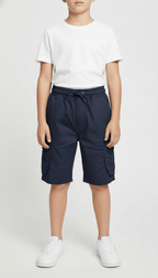 Kids’ Utility Cargo Shorts - Adjustable Waist, Navy