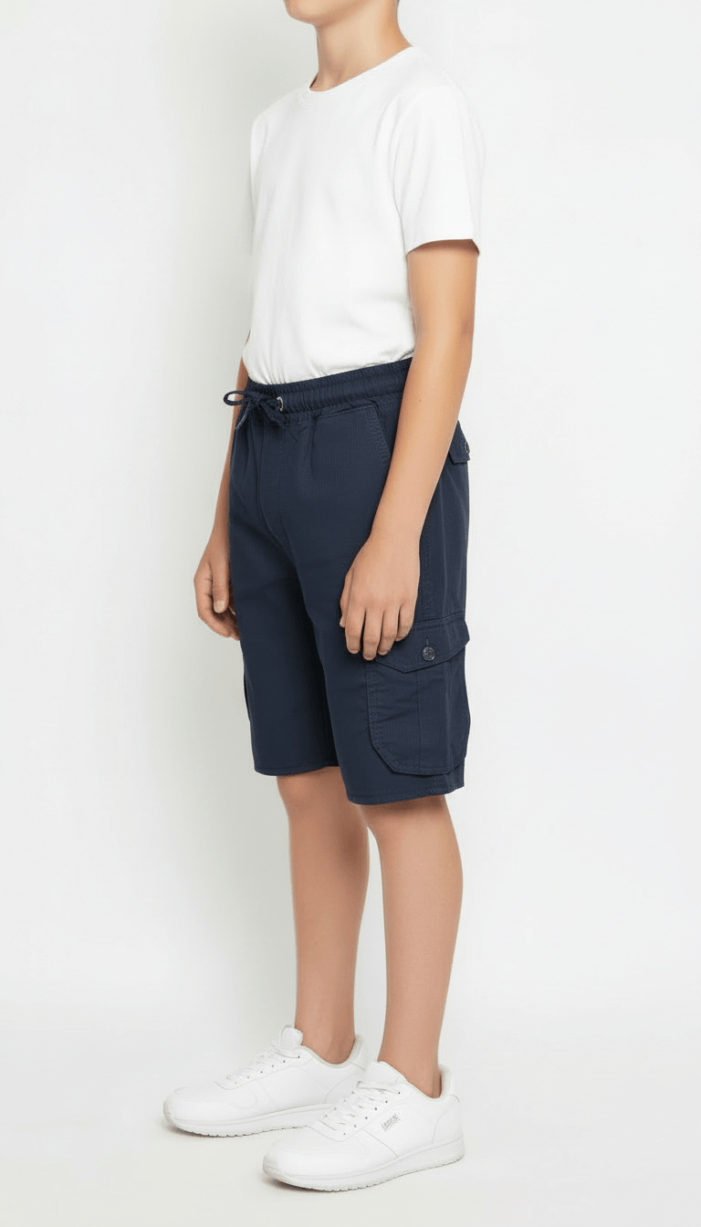 Kids’ Utility Cargo Shorts - Adjustable Waist, Navy