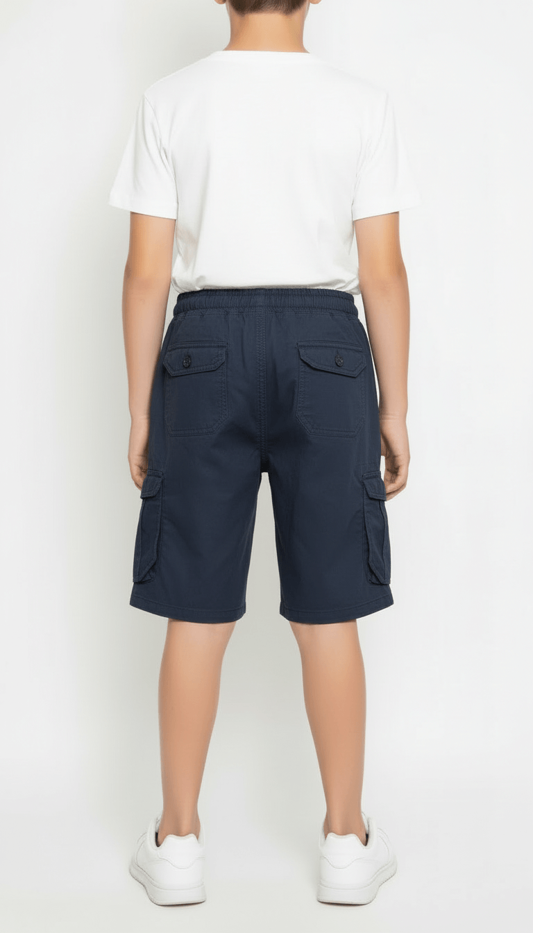 Kids’ Utility Cargo Shorts - Adjustable Waist, Navy